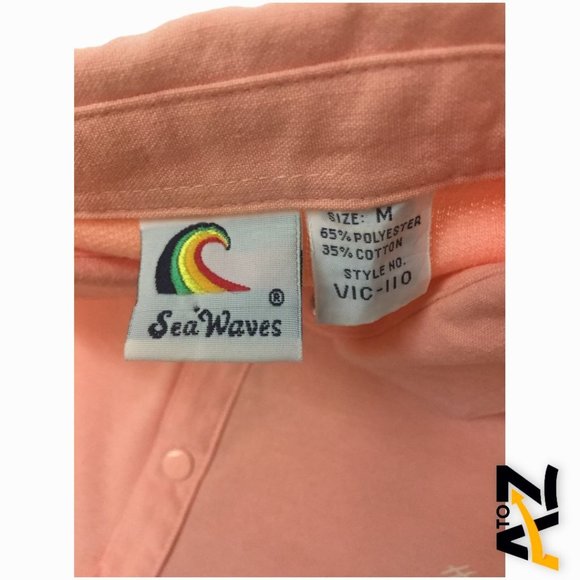 Sea Waves Polo Golf Shirt Size M Pink Short Sleeves Hawaii Collared Pullover - Picture 8 of 11